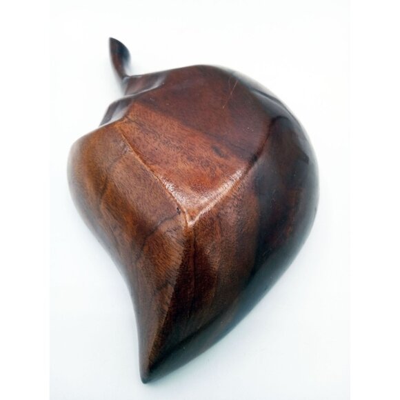 Leaf-Shaped Bowl Vintage Midcentury Modern Monkey Pod 8.5 Inch Rustic Kitchen - Picture 11 of 16